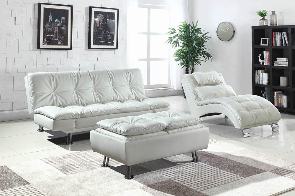 Dilleston White Tufted Back Upholstered Sofa Bed by Coaster at Eve Furniture