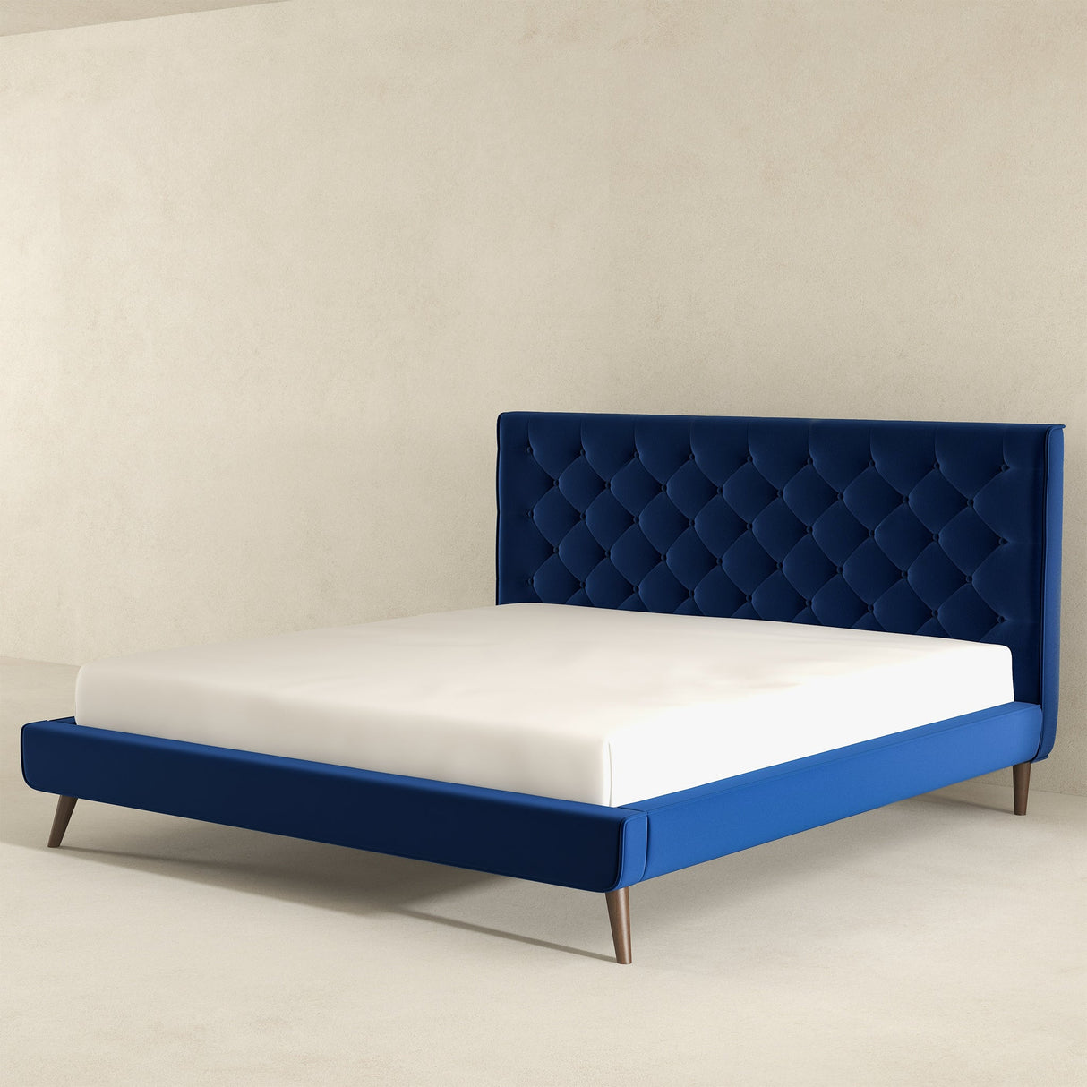 Dillon Blue Velvet Platform Bed (King Size) by Ashcroft Furniture at Eve Furniture