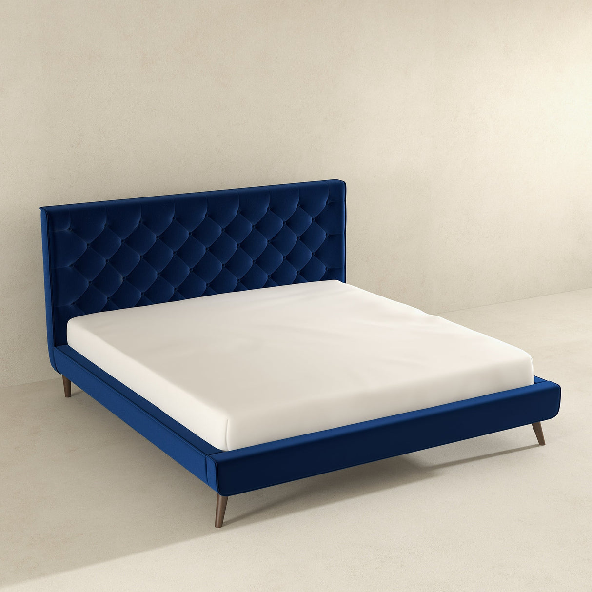 Dillon Blue Velvet Platform Bed (King Size) by Ashcroft Furniture at Eve Furniture