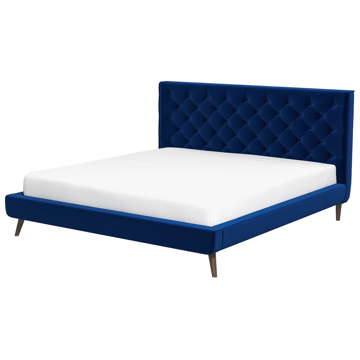 Dillon Blue Velvet Platform Bed (King Size) by Ashcroft Furniture at Eve Furniture