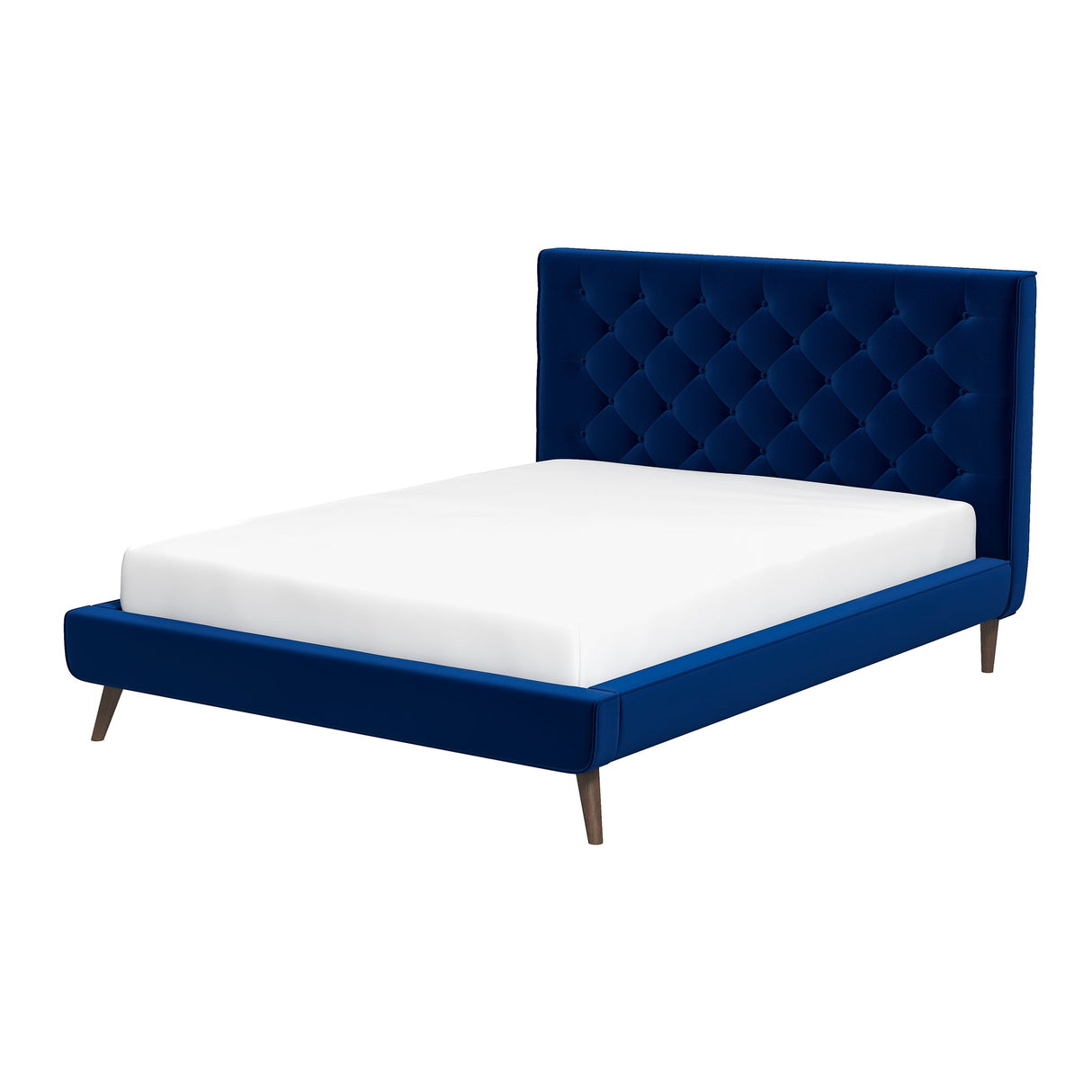 Dillon Blue Velvet Platform Bed (Queen Size) by Ashcroft Furniture at Eve Furniture