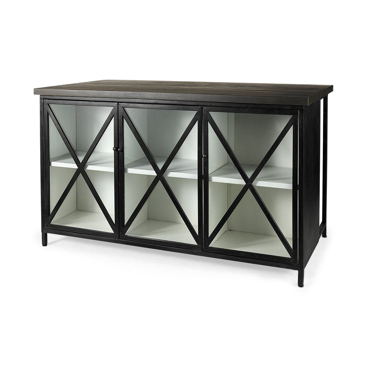 Dimitra Dark Iron W/Glass Doors Kitchen Island by Mercana at Eve Furniture