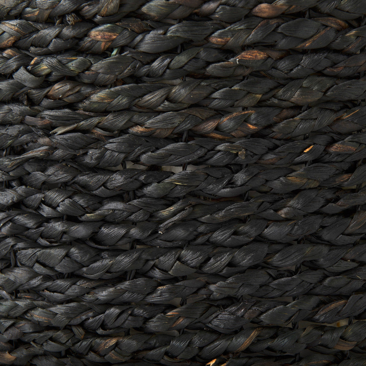 Dina Black Cornhusk and Water Hyacinth Round Pouf by Mercana at Eve Furniture