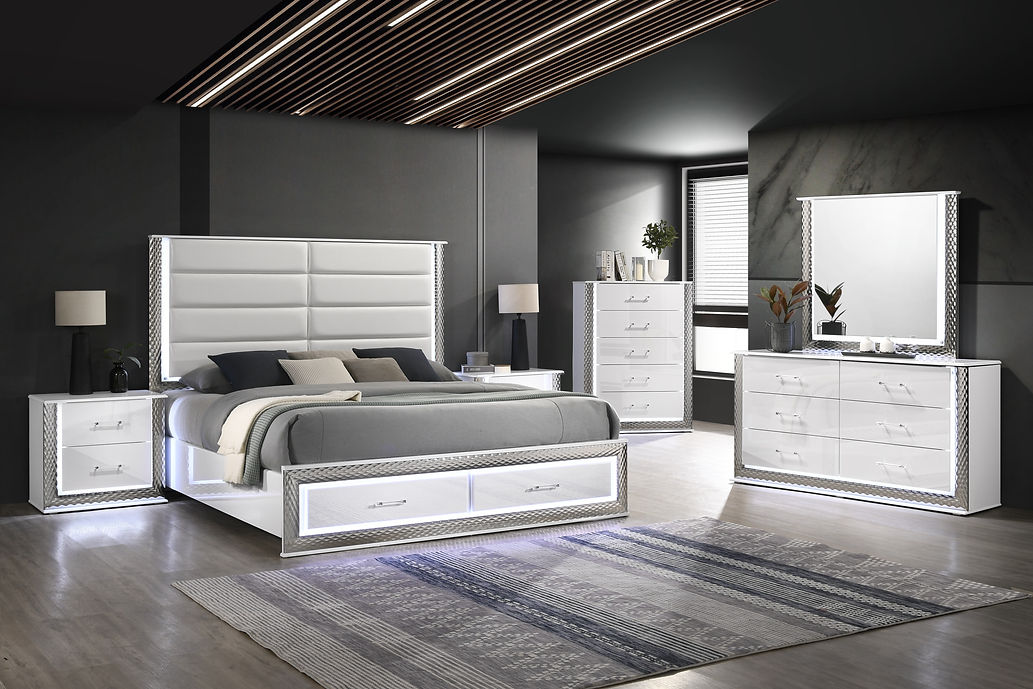 Dina Led White Platform Bedroom Set by New Era Innovations at Eve Furniture