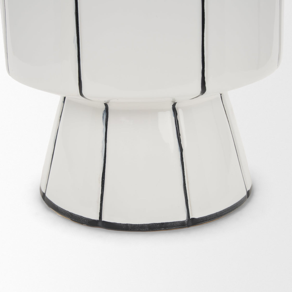 Dinah Large White w/ Black Stripes Ceramic Vase by Mercana at Eve Furniture