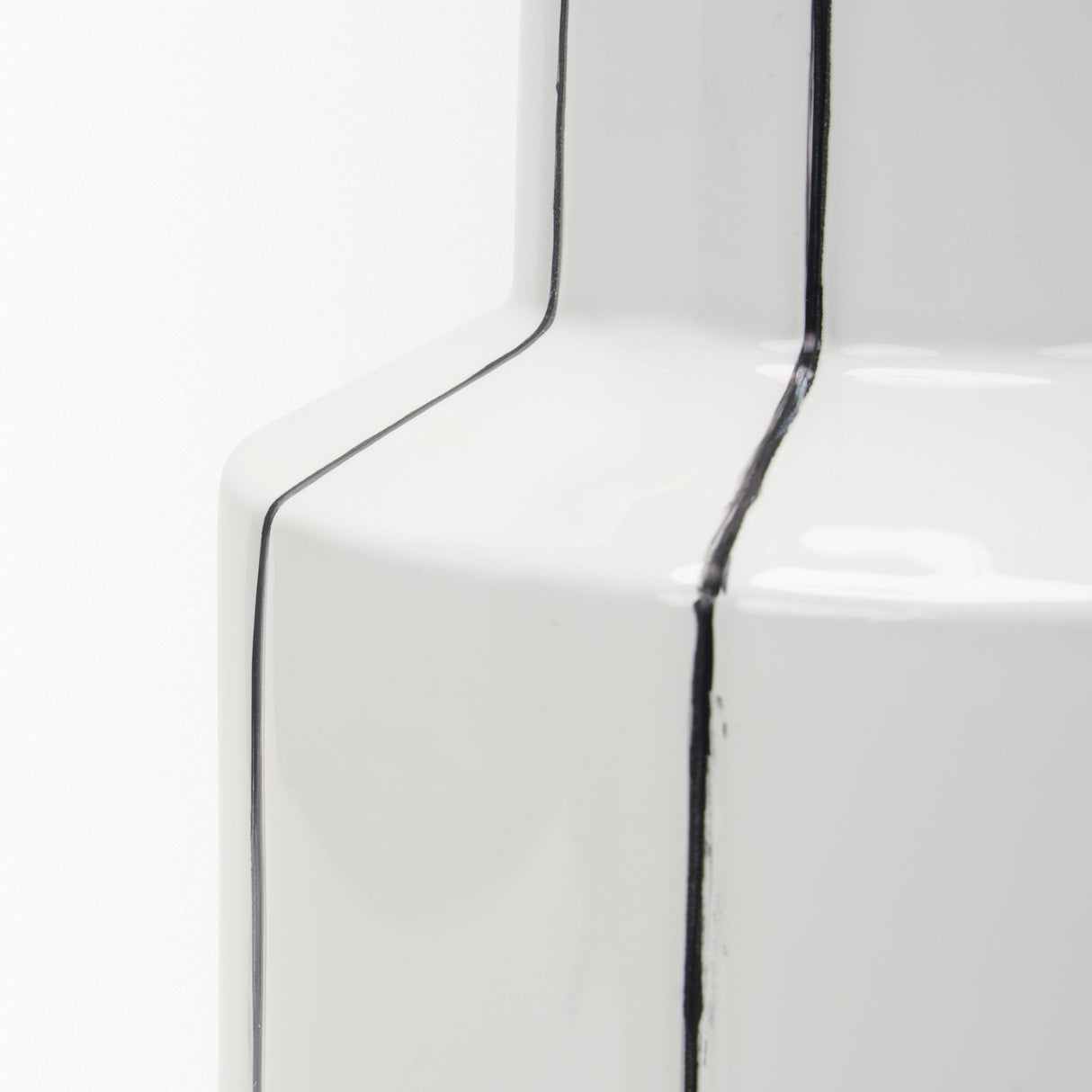 Dinah Small White w/ Black Stripes Ceramic Vase by Mercana at Eve Furniture