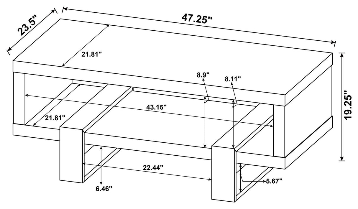 Dinard Gray Driftwood Coffee Table with Shelf by Coaster at Eve Furniture
