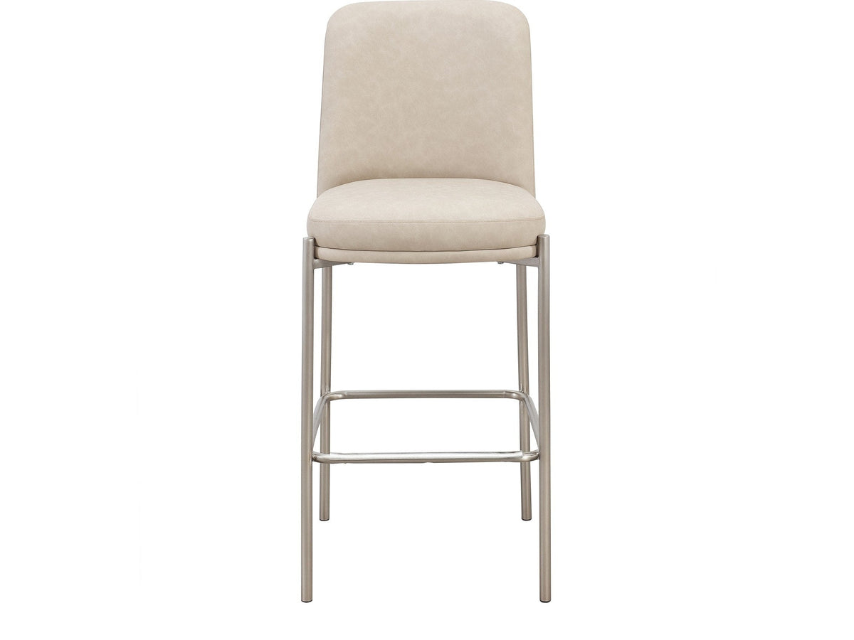 Dion Camel/Brushed Nickel Upholstered Bar Stool (Set of 2) by Modus Furniture at Eve Furniture