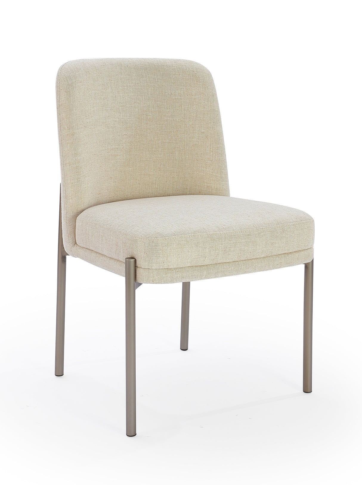 Dion Upholstered Dining Chair in Natural Light Linen and Brushed Nickel Metal (Set of 2) by Modus Furniture at Eve Furniture