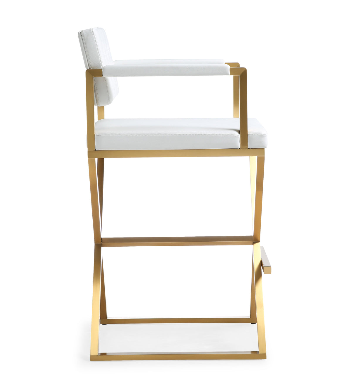 Director Performance Vegan Leather Stool with Gold Base by TOV Furniture at Eve Furniture
