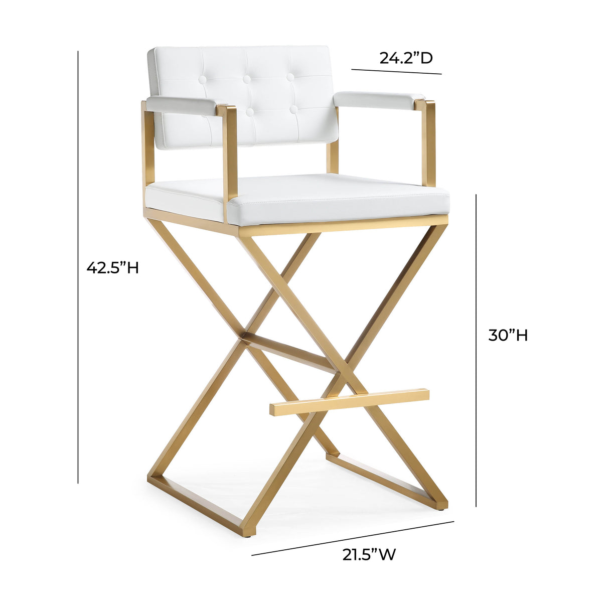 Director Performance Vegan Leather Stool with Gold Base by TOV Furniture at Eve Furniture