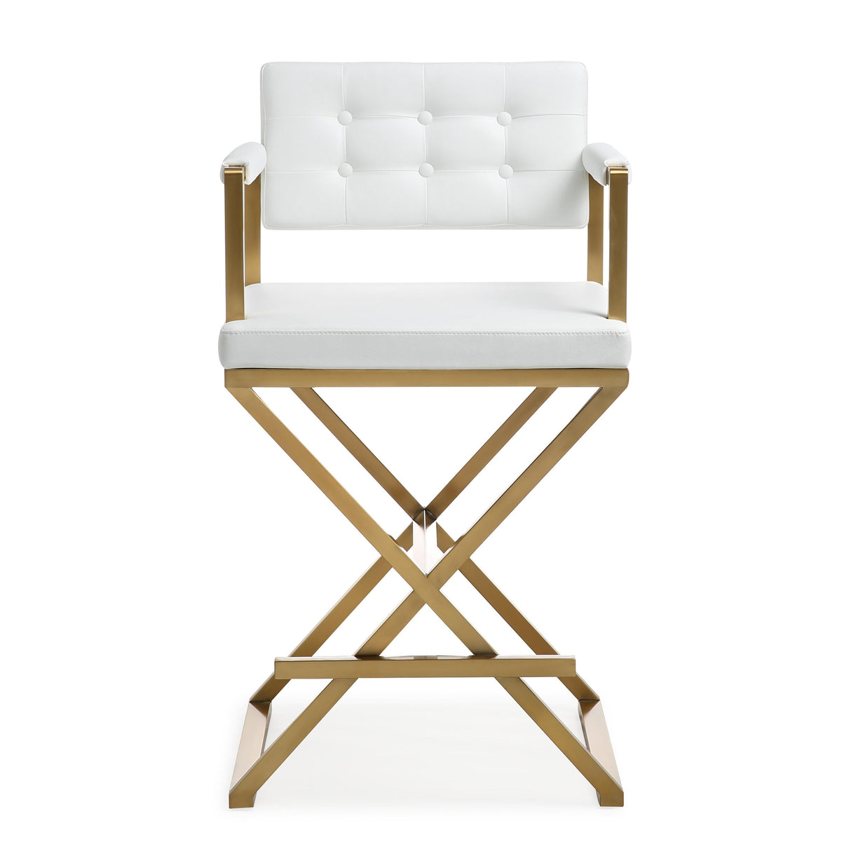 Director Performance Vegan Leather Stool with Gold Base by TOV Furniture at Eve Furniture