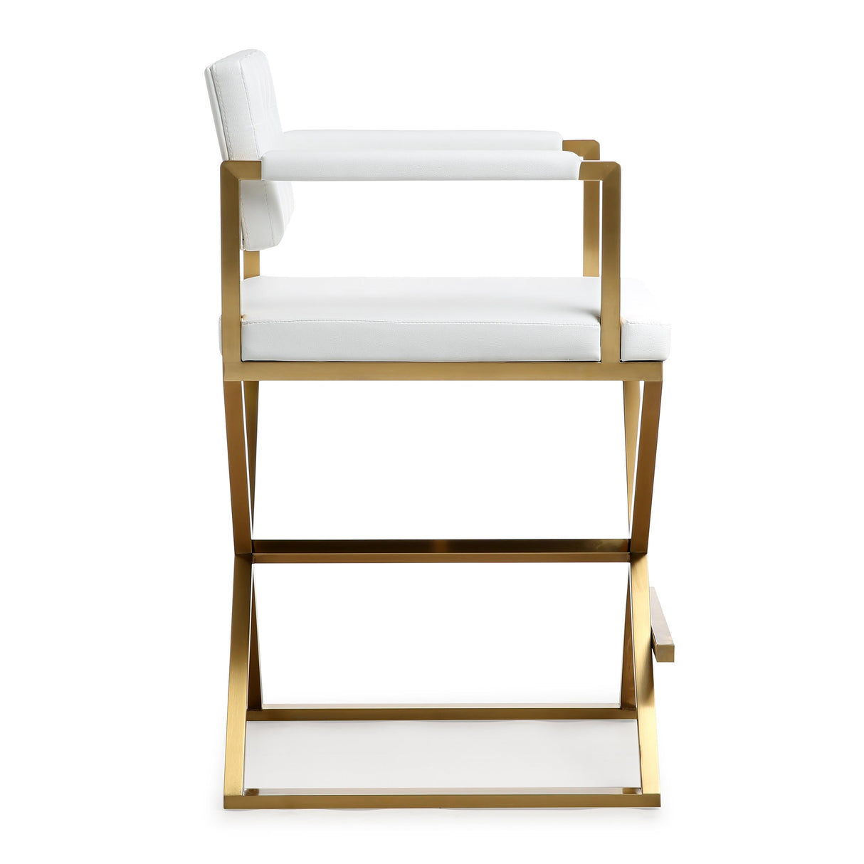 Director Performance Vegan Leather Stool with Gold Base by TOV Furniture at Eve Furniture