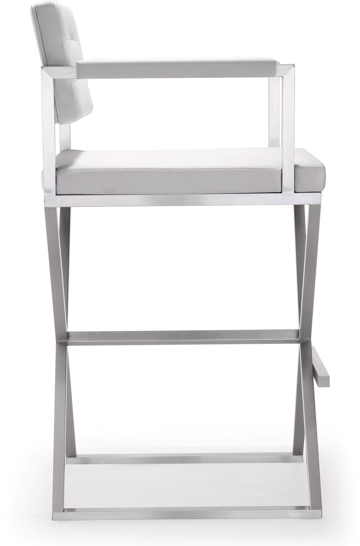 Director Performance Vegan Leather Stool with Silver Base by TOV Furniture at Eve Furniture