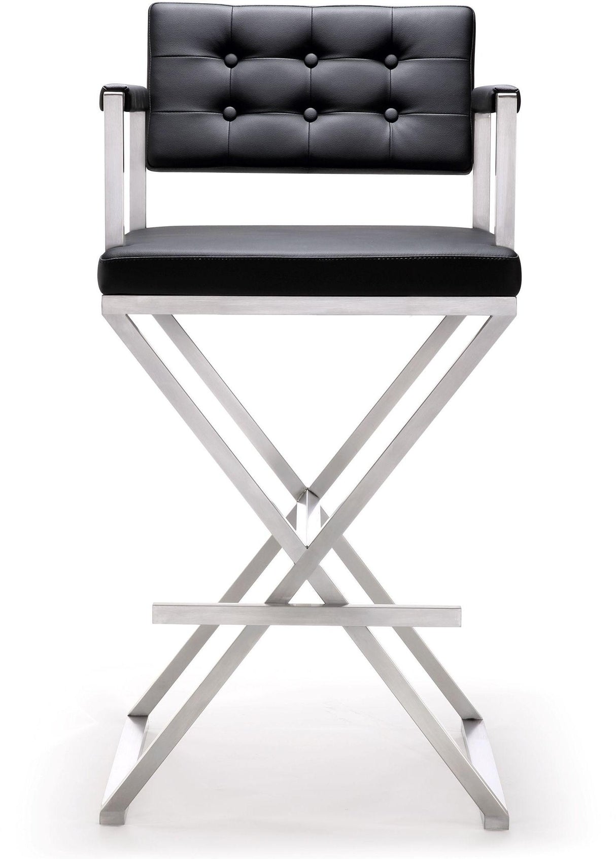 Director Performance Vegan Leather Stool with Silver Base by TOV Furniture at Eve Furniture