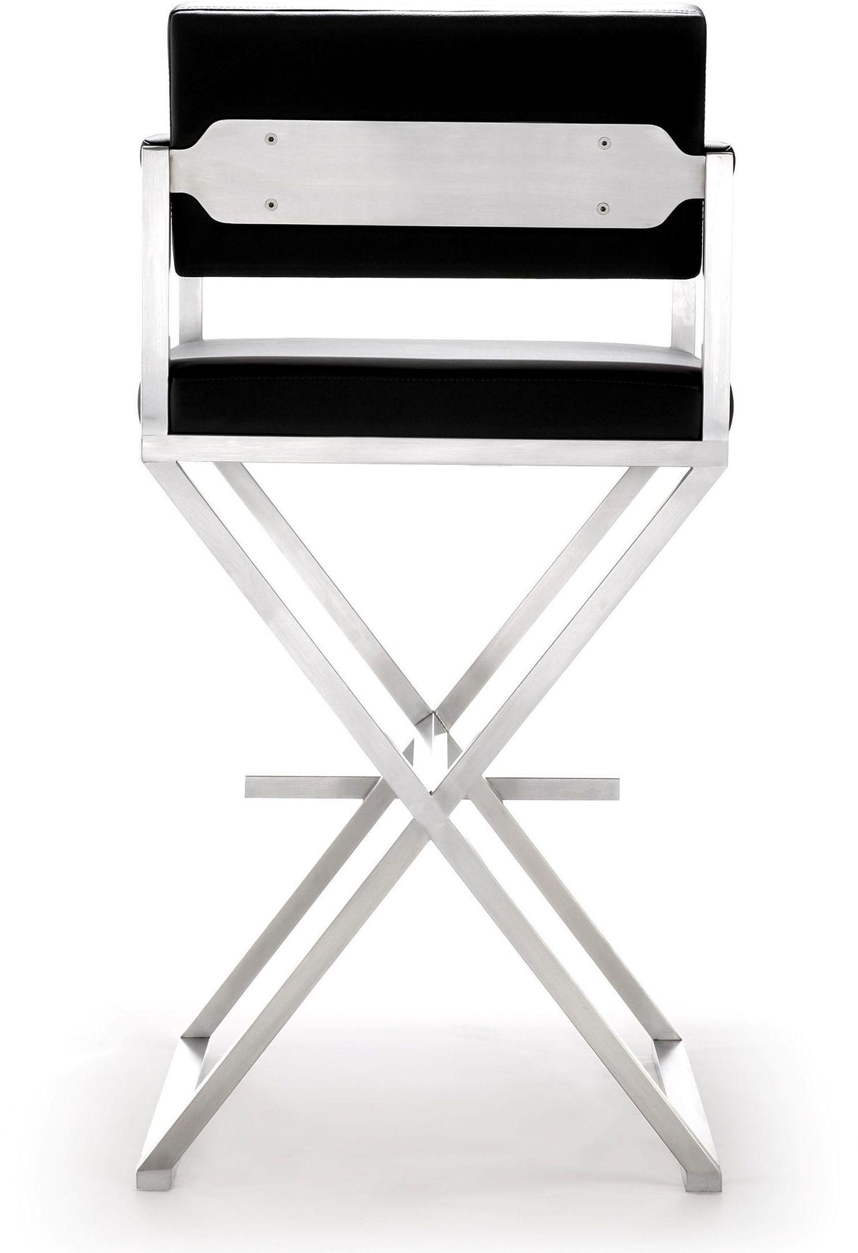 Director Performance Vegan Leather Stool with Silver Base by TOV Furniture at Eve Furniture