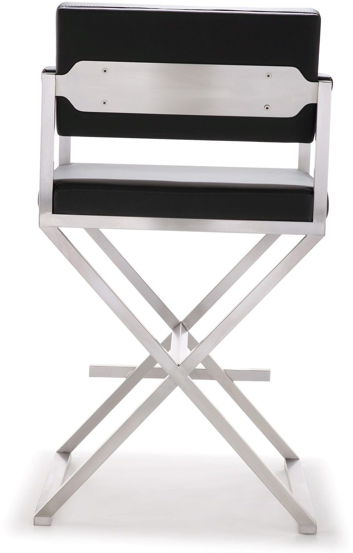 Director Performance Vegan Leather Stool with Silver Base by TOV Furniture at Eve Furniture