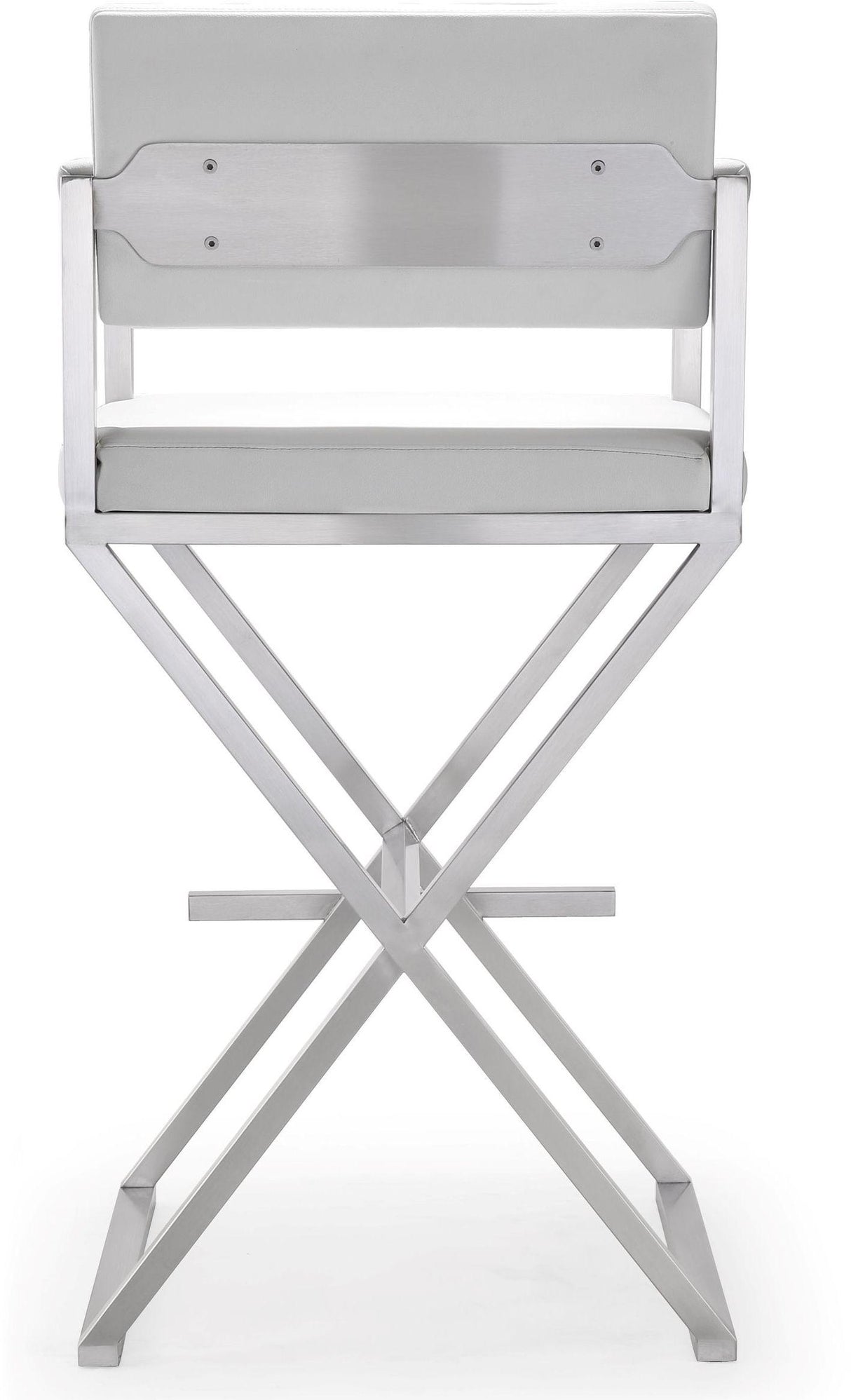 Director Performance Vegan Leather Stool with Silver Base by TOV Furniture at Eve Furniture