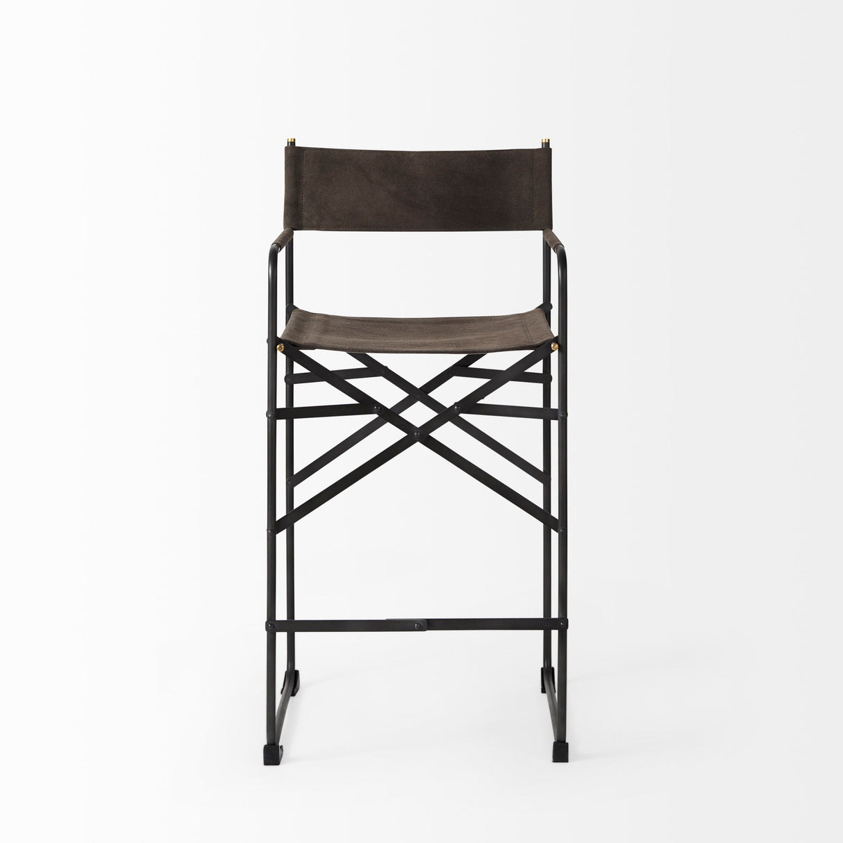 Direttore 19.3L x 19.3W x 40.2H Brown/Gray Suede W/ Metal Frame Counter Stool by Mercana at Eve Furniture