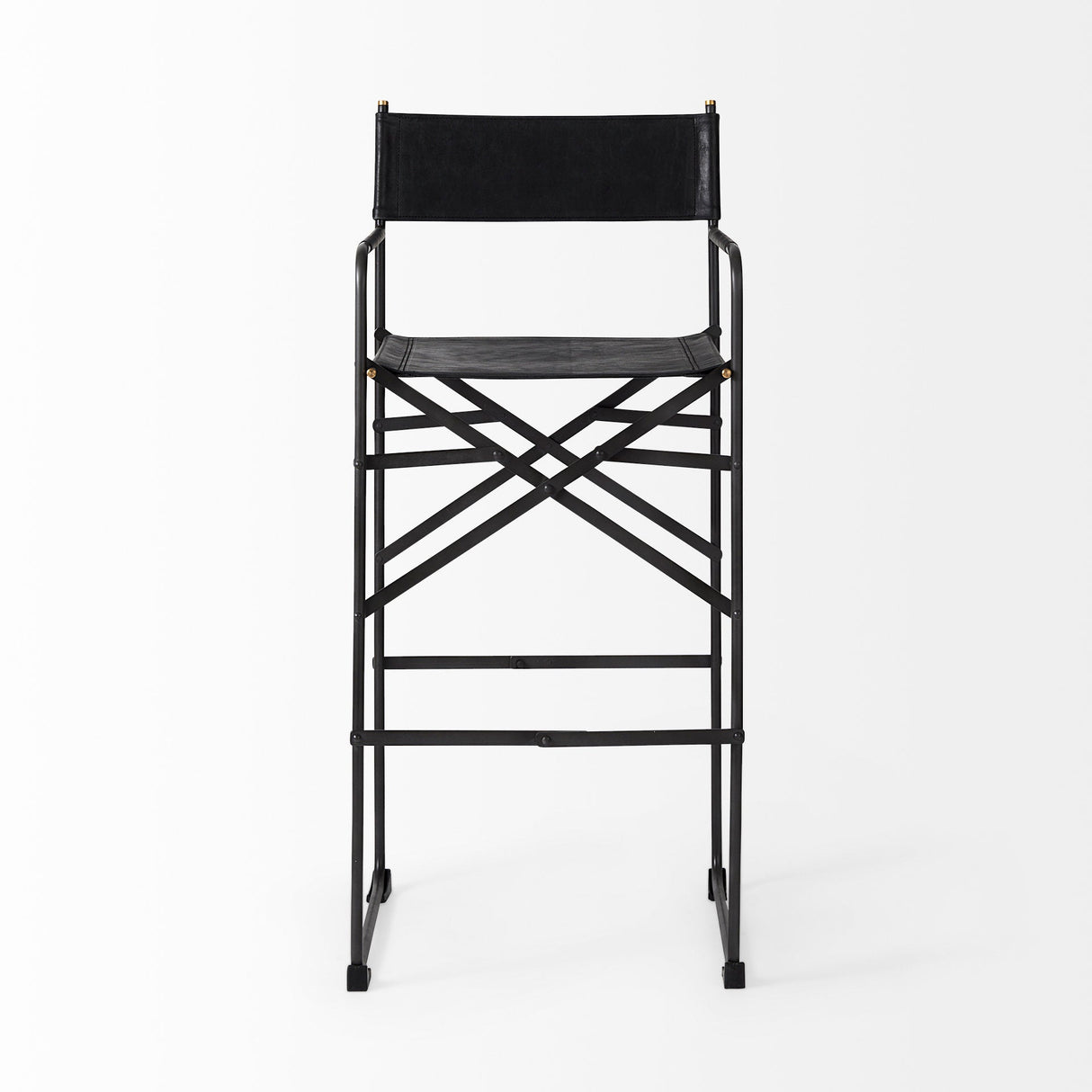 Direttore 19.3L x 19.3W x 44.1H Black Leather Seat W/Black Iron Frame Bar Stool by Mercana at Eve Furniture