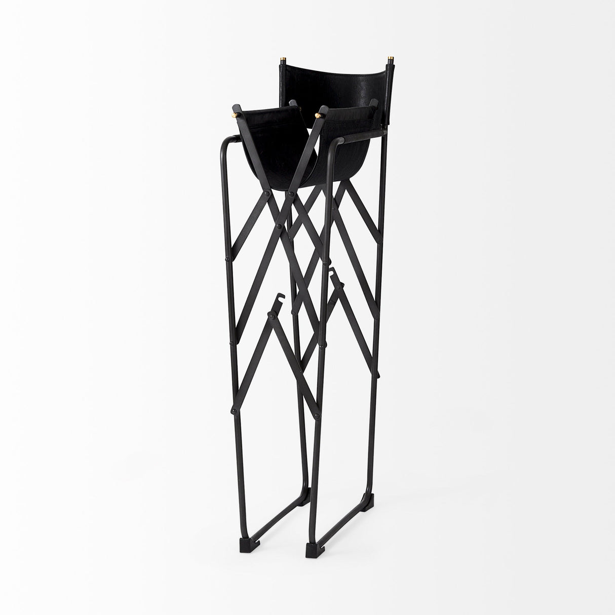 Direttore 19.3L x 19.3W x 44.1H Black Leather Seat W/Black Iron Frame Bar Stool by Mercana at Eve Furniture
