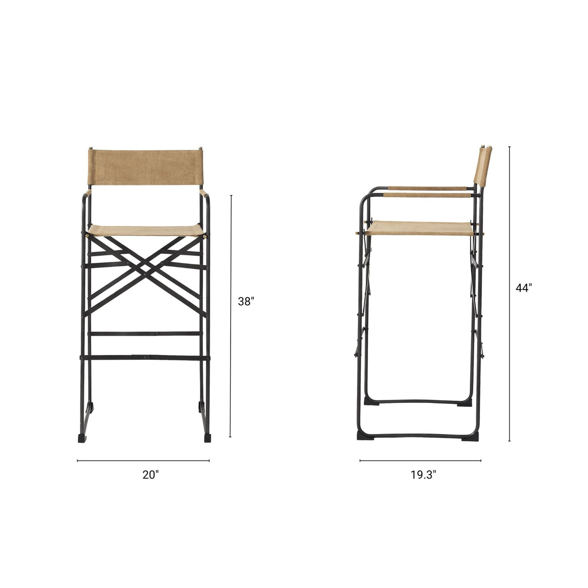 Direttore 19.3L x 19.3W x 44.1H Brown Leather Seat W/Black Iron Frame Bar Stool by Mercana at Eve Furniture