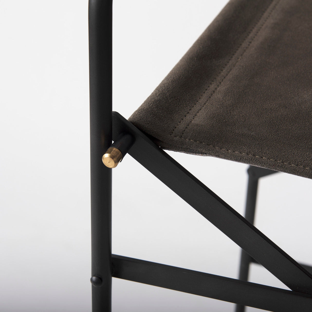 Direttore 19.3L x 19.3W x 44.1H Brown/Gray Suede W/ Metal Frame Bar Stool by Mercana at Eve Furniture