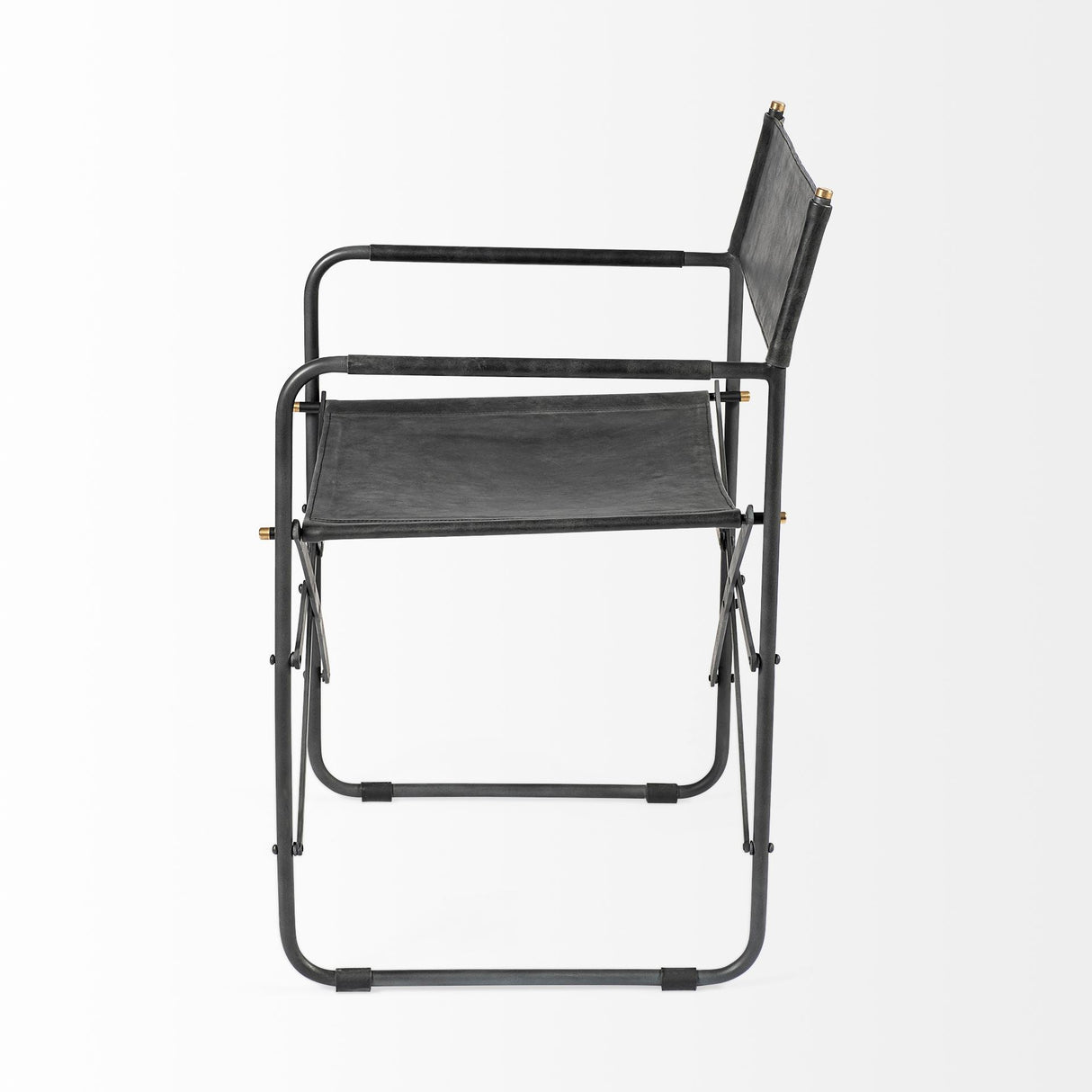 Direttore Black Iron Frame Black Leather Dining Chair by Mercana at Eve Furniture