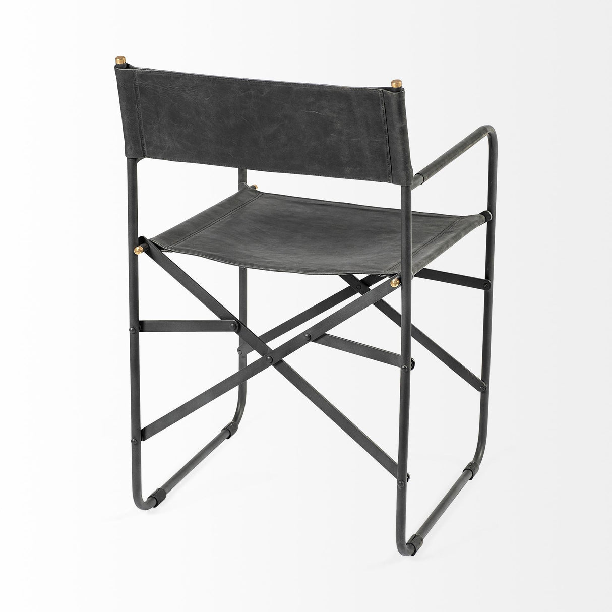 Direttore Black Iron Frame Black Leather Dining Chair by Mercana at Eve Furniture