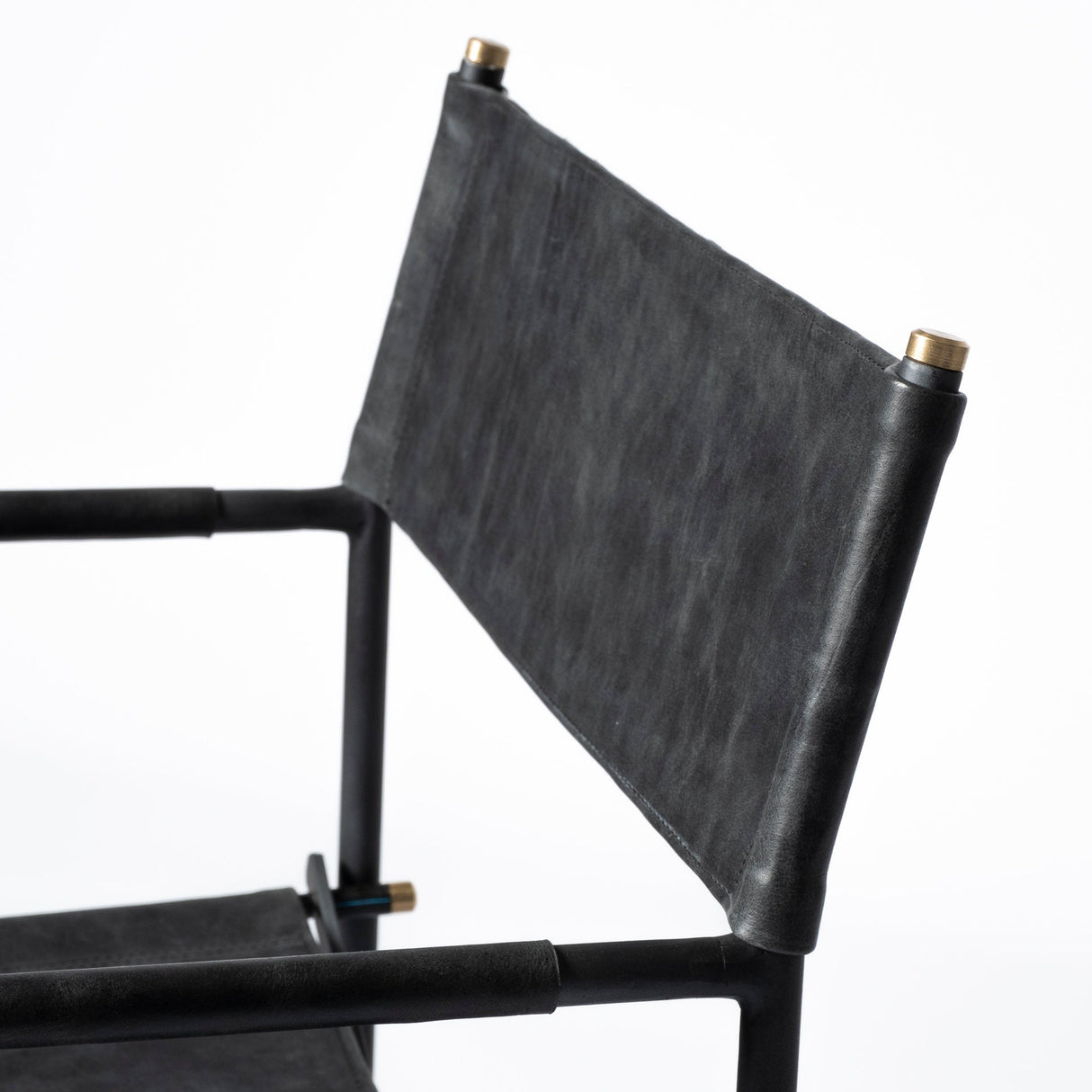 Direttore Black Iron Frame Black Leather Dining Chair by Mercana at Eve Furniture