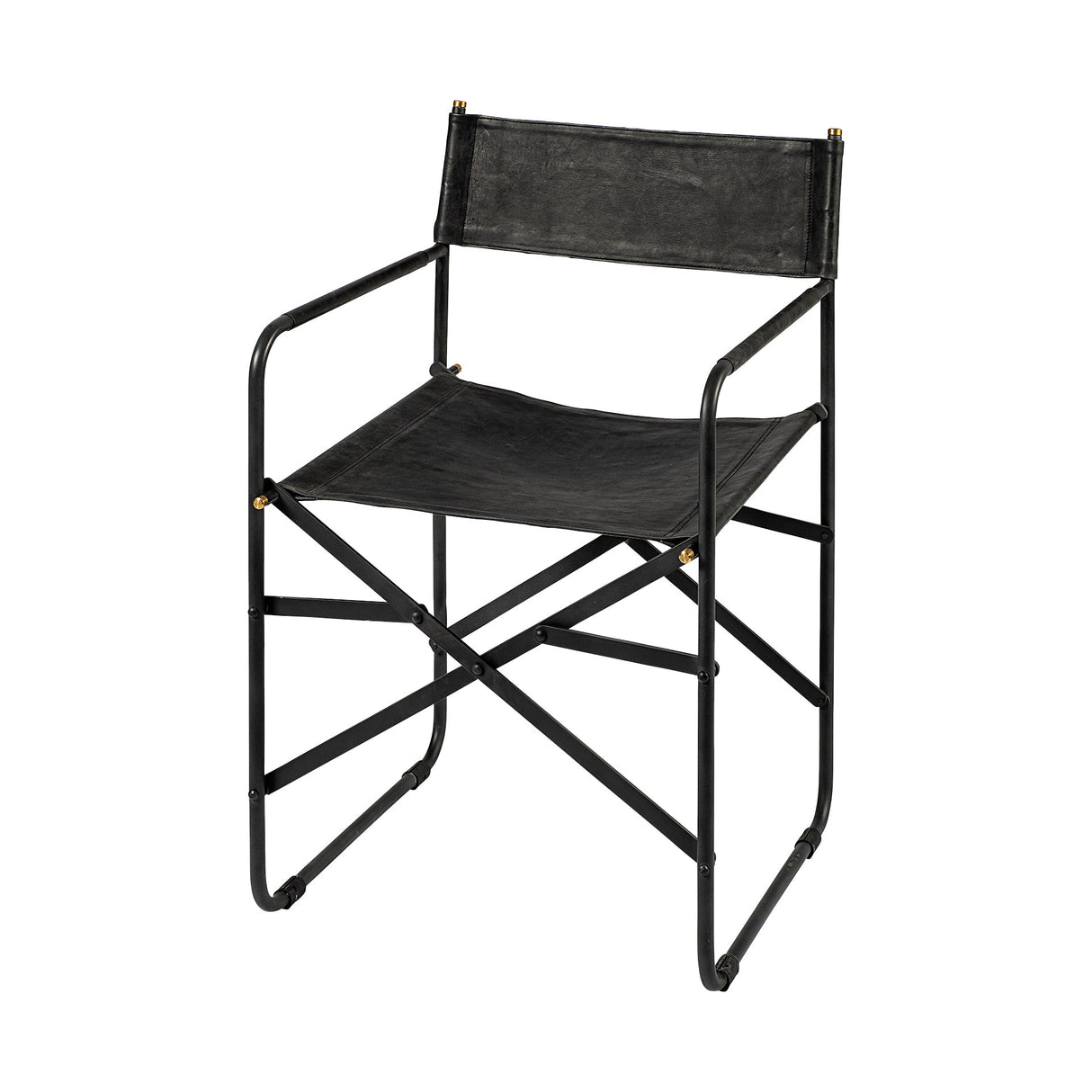 Direttore Black Iron Frame Black Leather Dining Chair by Mercana at Eve Furniture