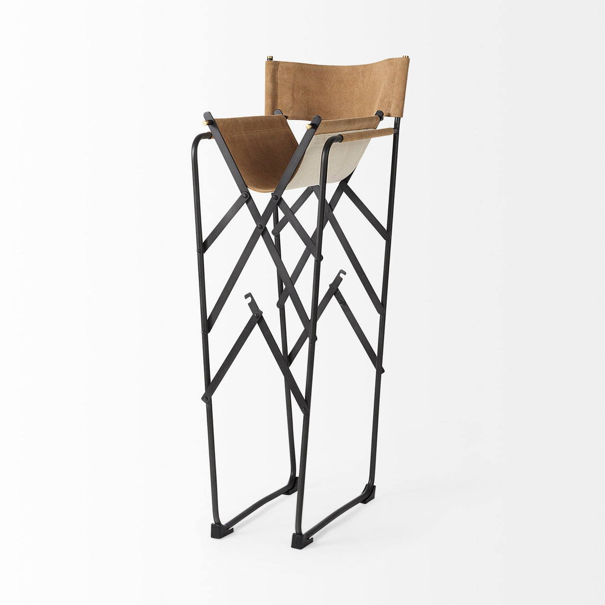 Direttore Brown Leather Seat W/Black Iron Frame Bar Stool by Mercana at Eve Furniture