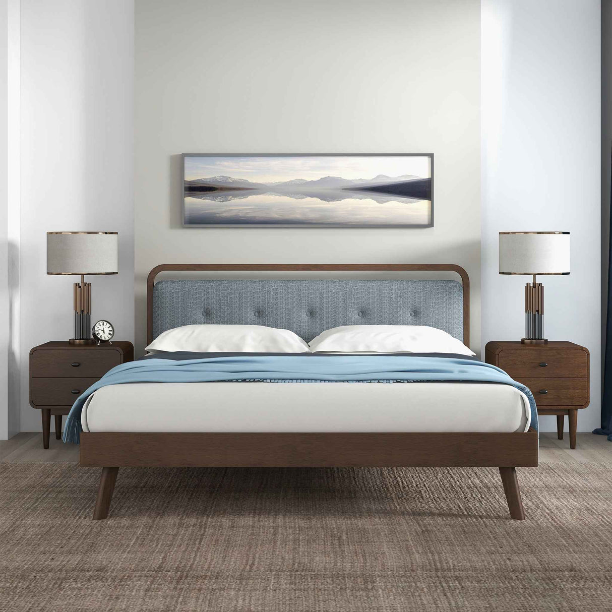 Divan Solid Wood King Bed with Fabric Upholstered Headboard by Ashcroft Imports at Eve Furniture