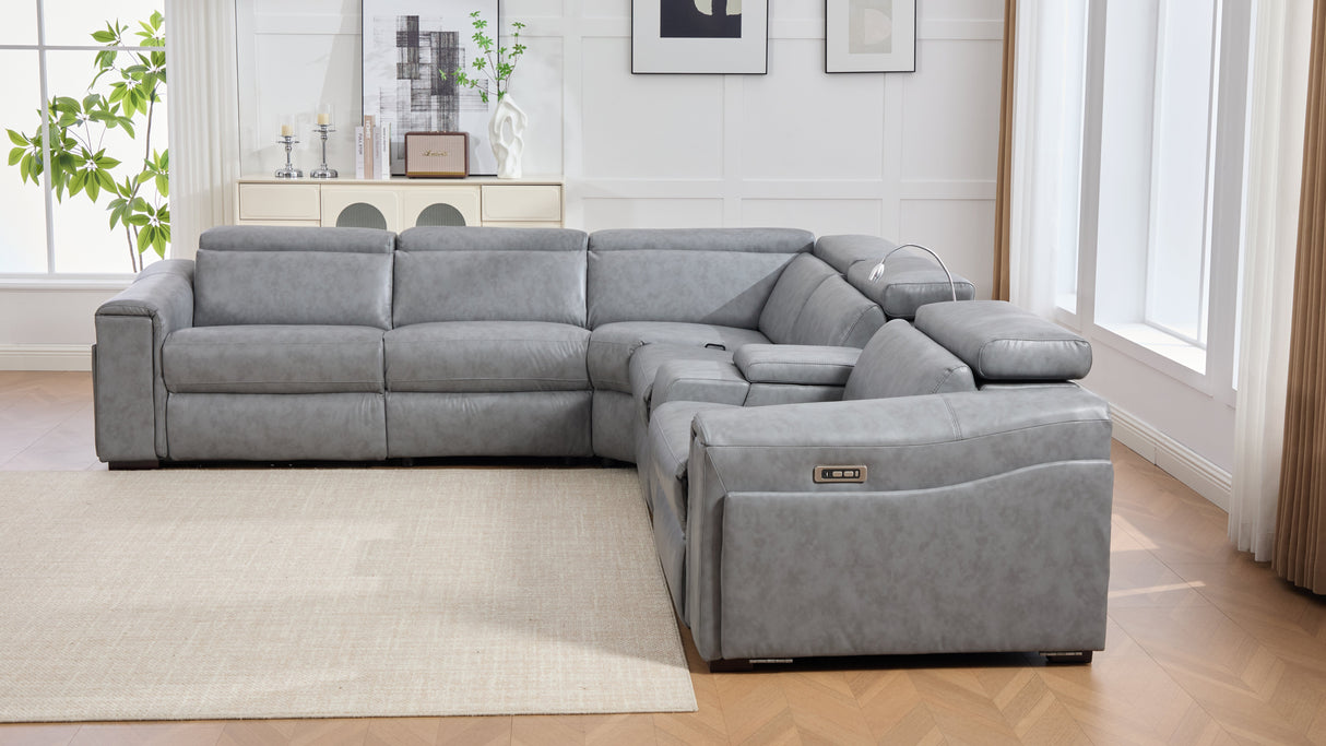 Divani Grey 7-Piece Power Reclining Sectional by New Era Innovations at Eve Furniture