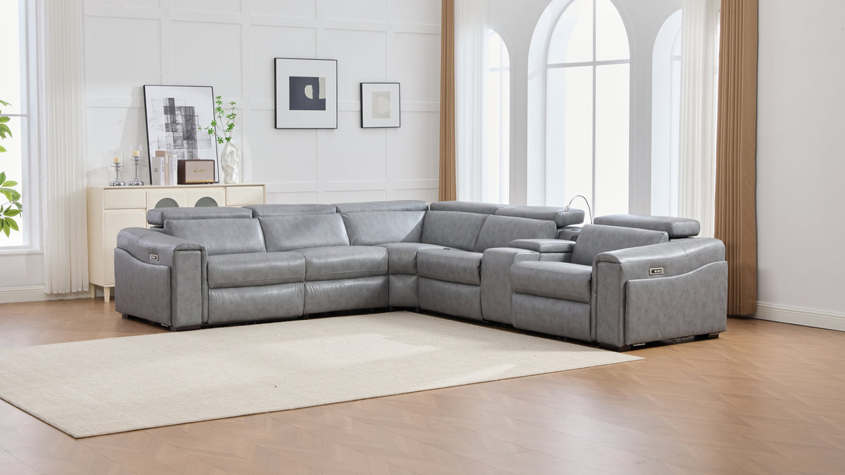 Divani Grey 7-Piece Power Reclining Sectional by New Era Innovations at Eve Furniture