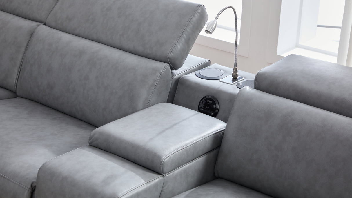 Divani Grey 7-Piece Power Reclining Sectional by New Era Innovations at Eve Furniture