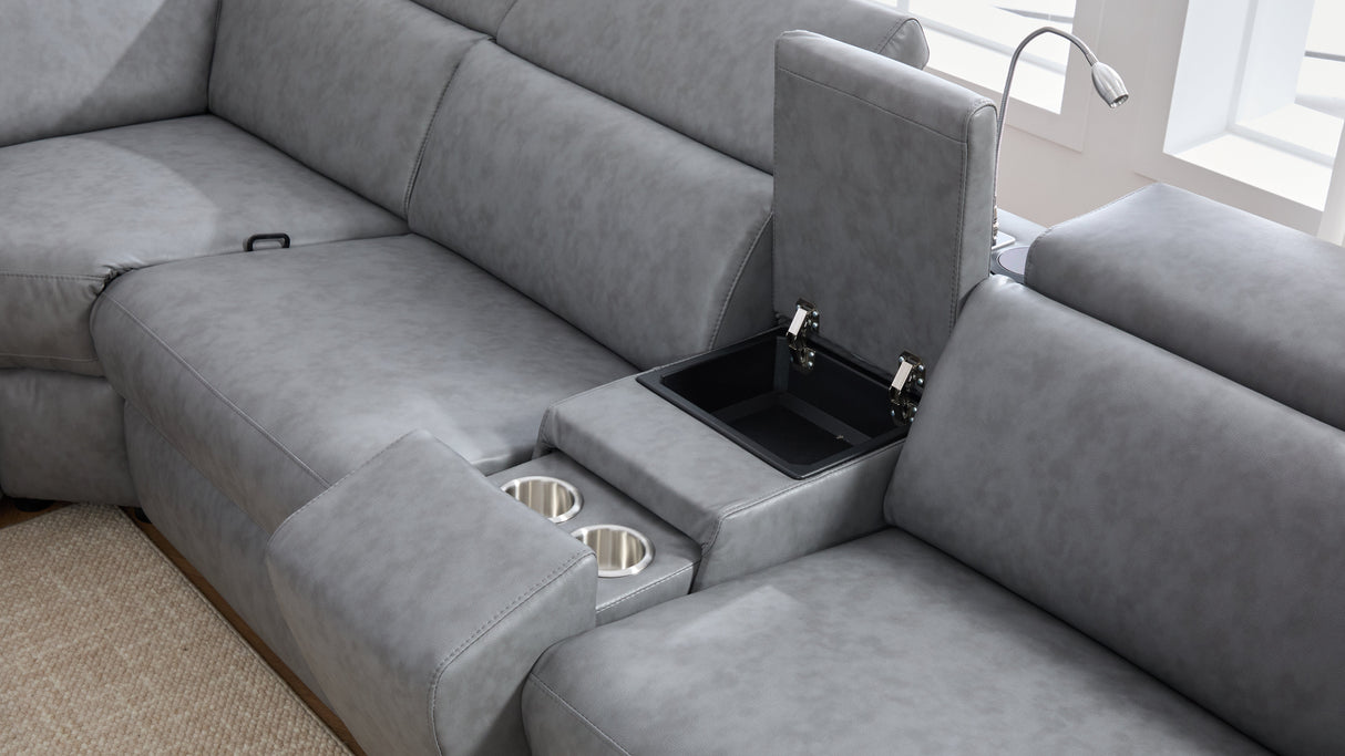 Divani Grey 7-Piece Power Reclining Sectional by New Era Innovations at Eve Furniture