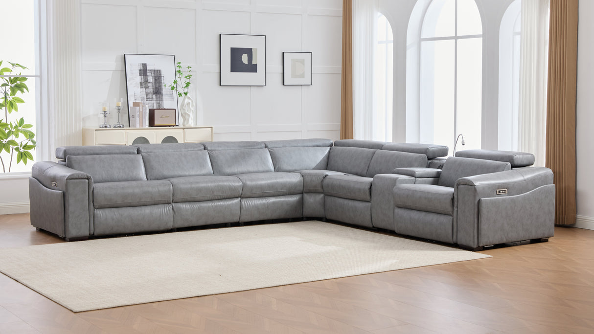 Divani Grey 7-Piece Power Reclining Sectional by New Era Innovations at Eve Furniture