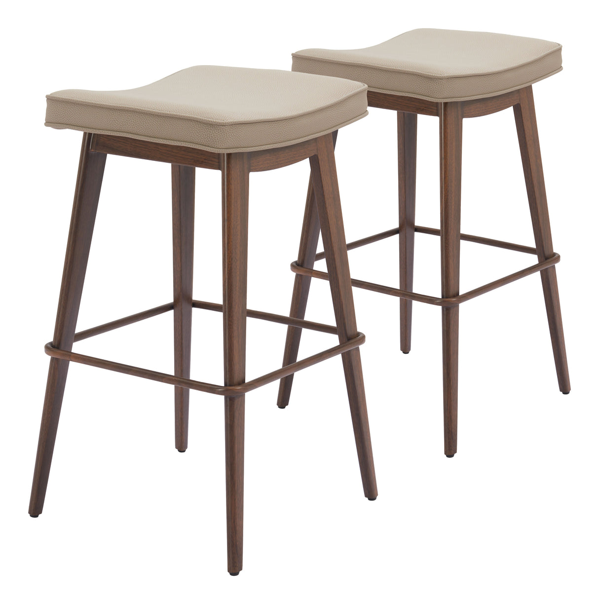 Divat Beige & Walnut Counter Stool (Set of 2) by Zuomod at Eve Furniture