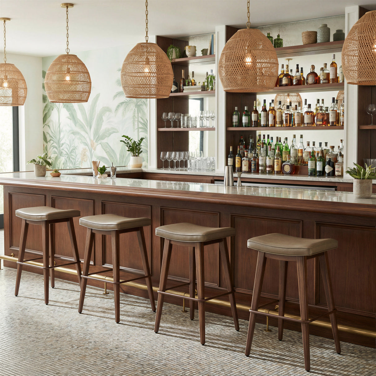 Divat Taupe & Walnut Barstool (Set of 2) by Zuomod at Eve Furniture