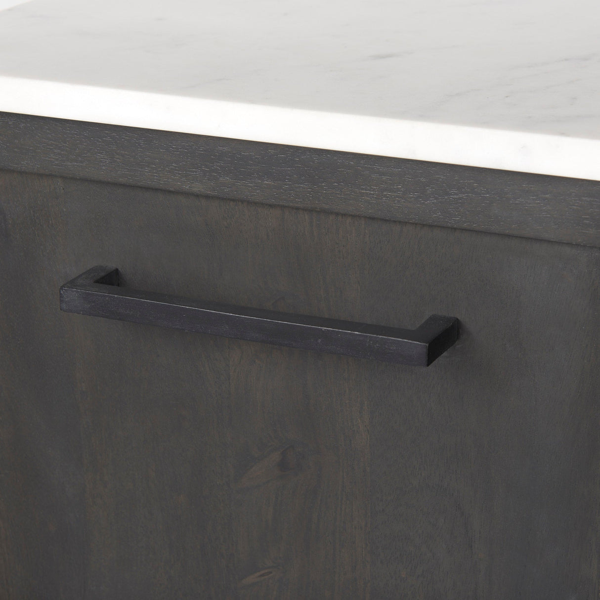 Divina Black-Brown Wood w/ White Marble Top and Black Metal Base Sideboard by Mercana at Eve Furniture