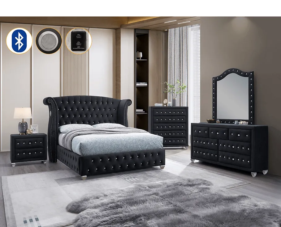 Divina Black Platform Bedroom Set by New Era Innovations at Eve Furniture