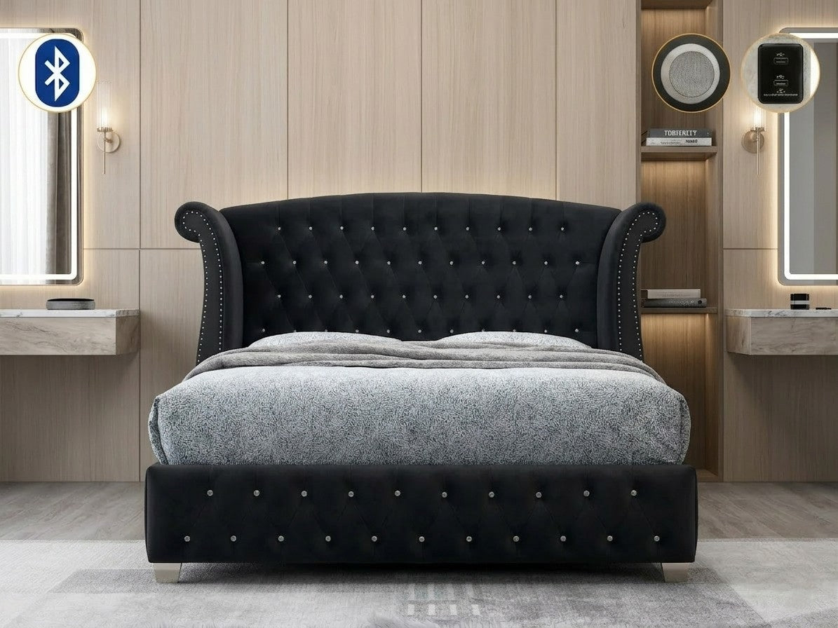 Divina Black Platform King bed by New Era Innovations at Eve Furniture