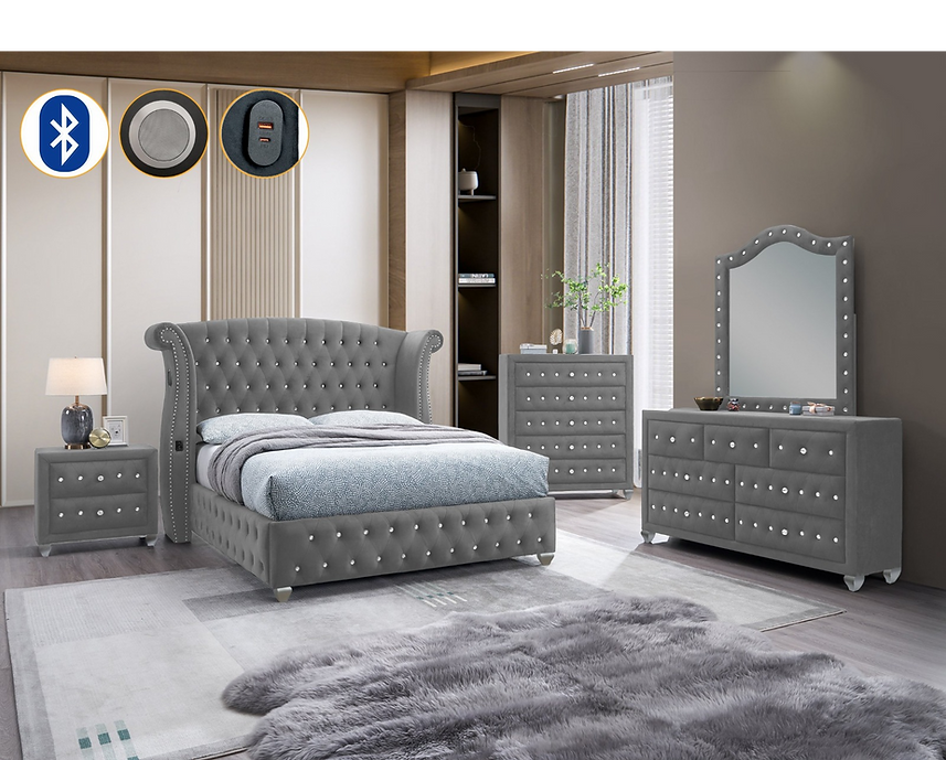Divina Grey Platform Bedroom Set by New Era Innovations at Eve Furniture