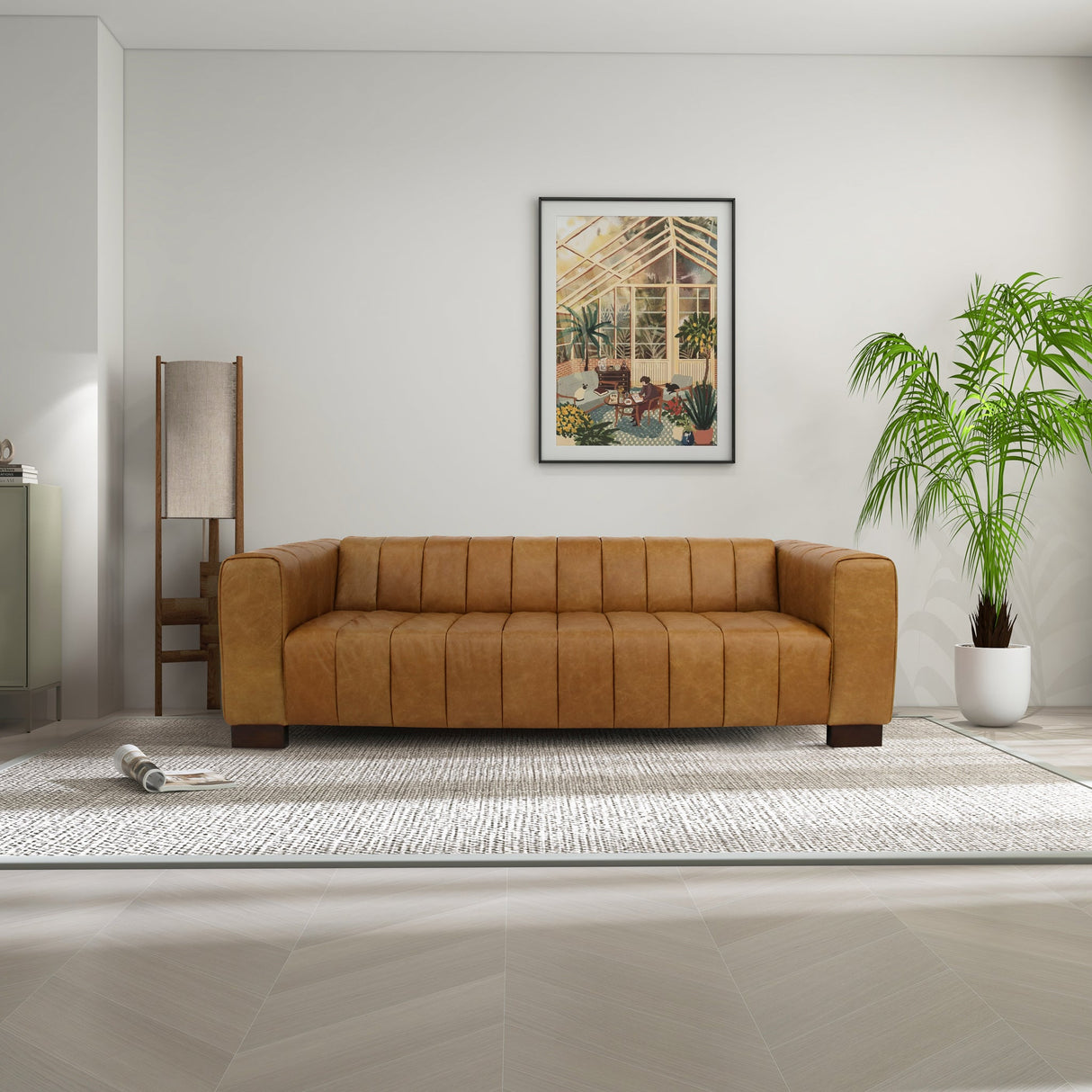 Dixon Waxy Tan Leather Sofa by Ashcroft Imports at Eve Furniture