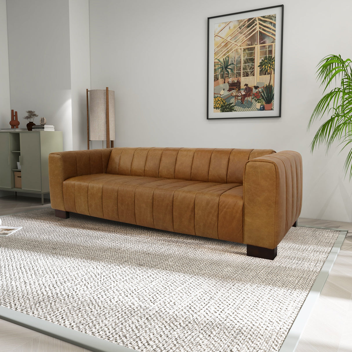 Dixon Waxy Tan Leather Sofa by Ashcroft Imports at Eve Furniture