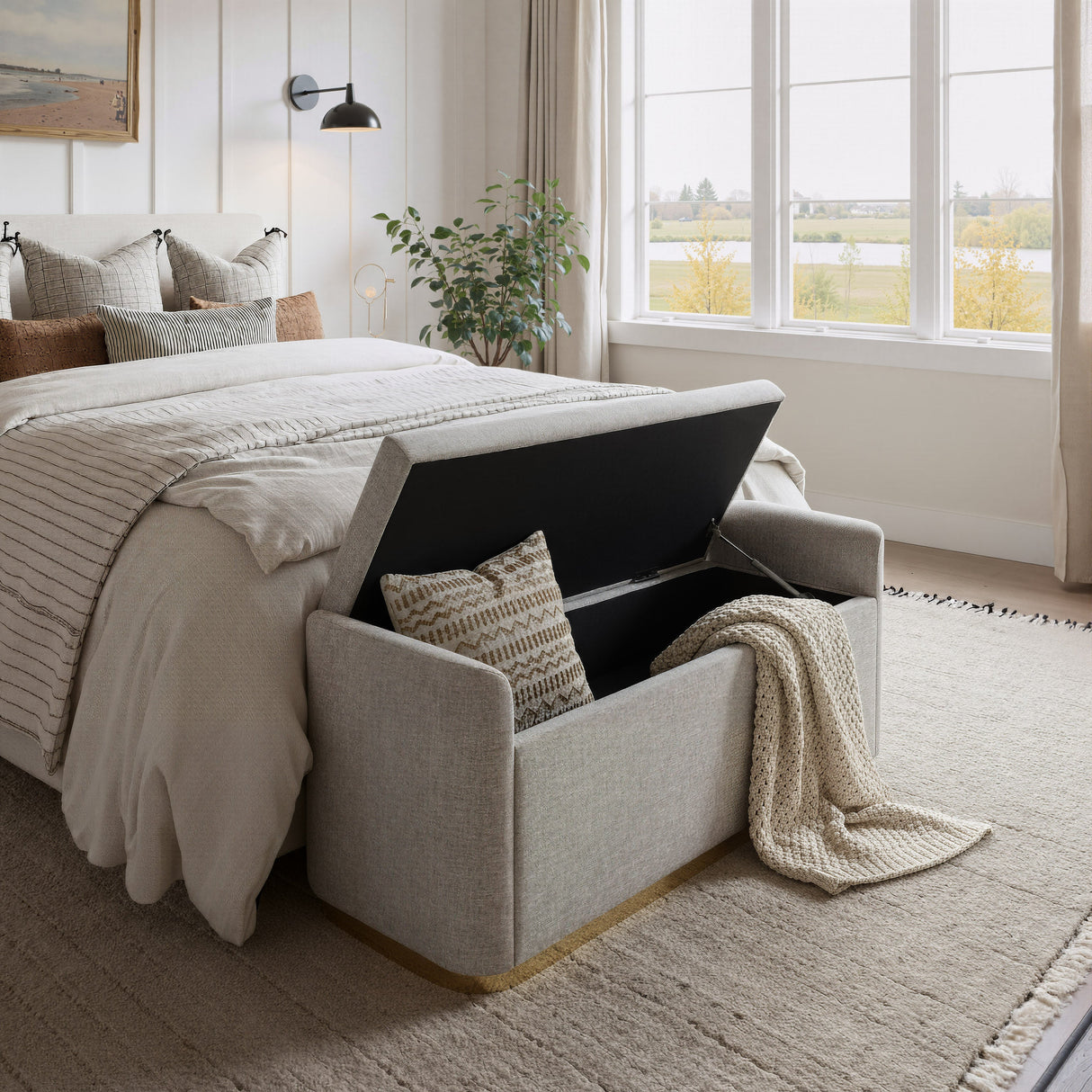 Dobo Gray Storage Bench by Zuomod at Eve Furniture