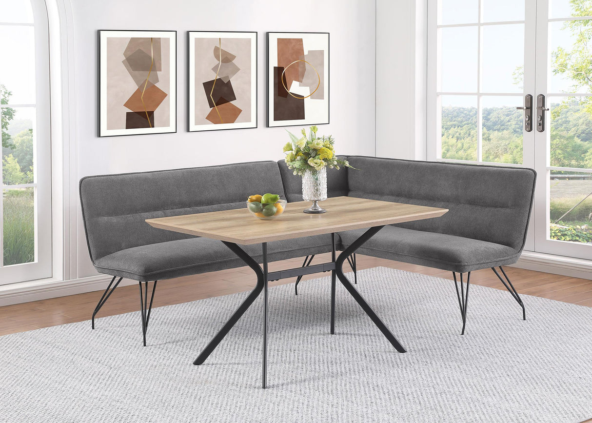 Dodson Fabric Upholstered L-Shaped Nook Dining Bench Grey by Coaster at Eve Furniture