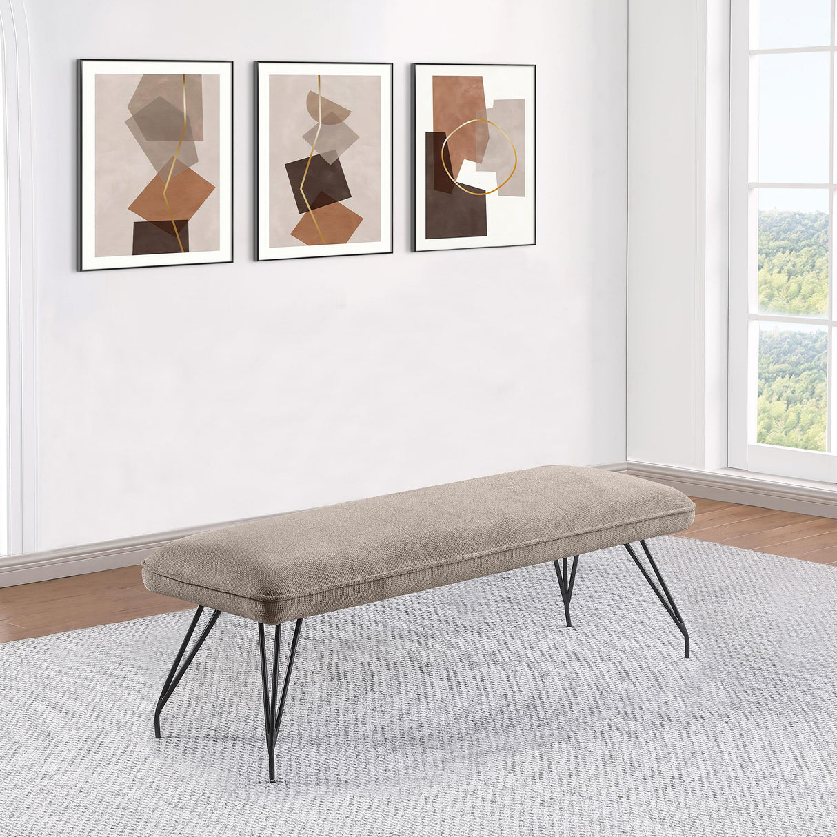 Dodson Taupe Upholstered Dining Bench by Coaster at Eve Furniture