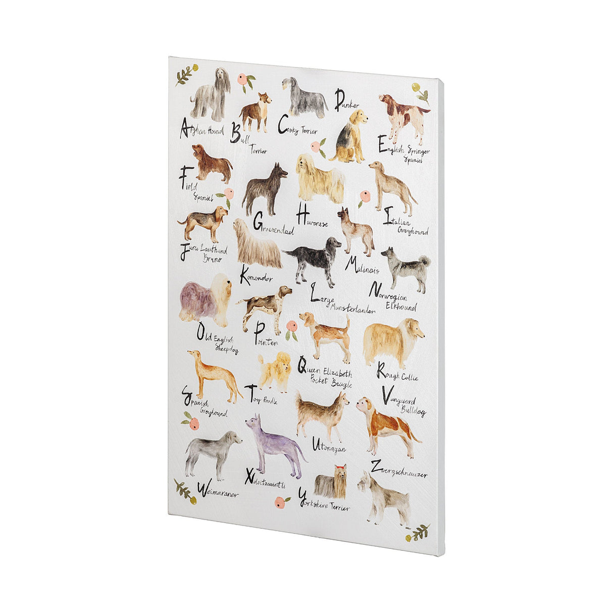 Dog Alphabet by Melissa Wang a Hand Embellished Textured Canvas by Mercana at Eve Furniture